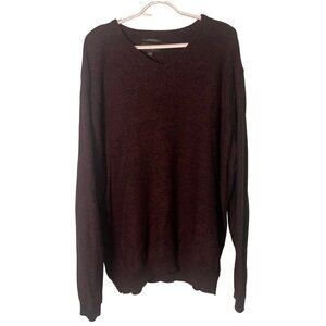 Nordstrom Mens Sweater Maroon Size XXL V Neck Cashmere Blend Knit Classic Preppy
